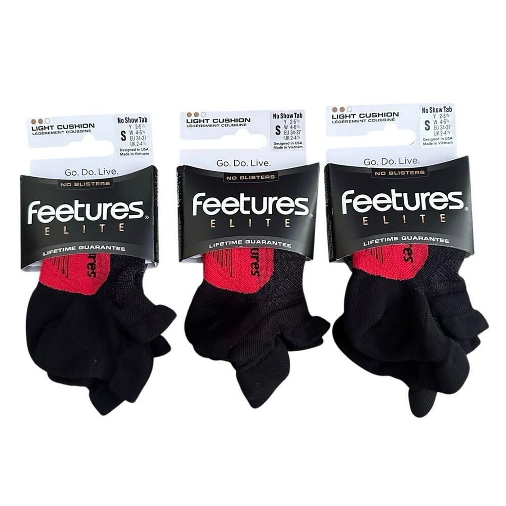 NEW Lot 3 Feetures Elite Light Cushion No Show Tab Running Socks Small  W 4–6.5